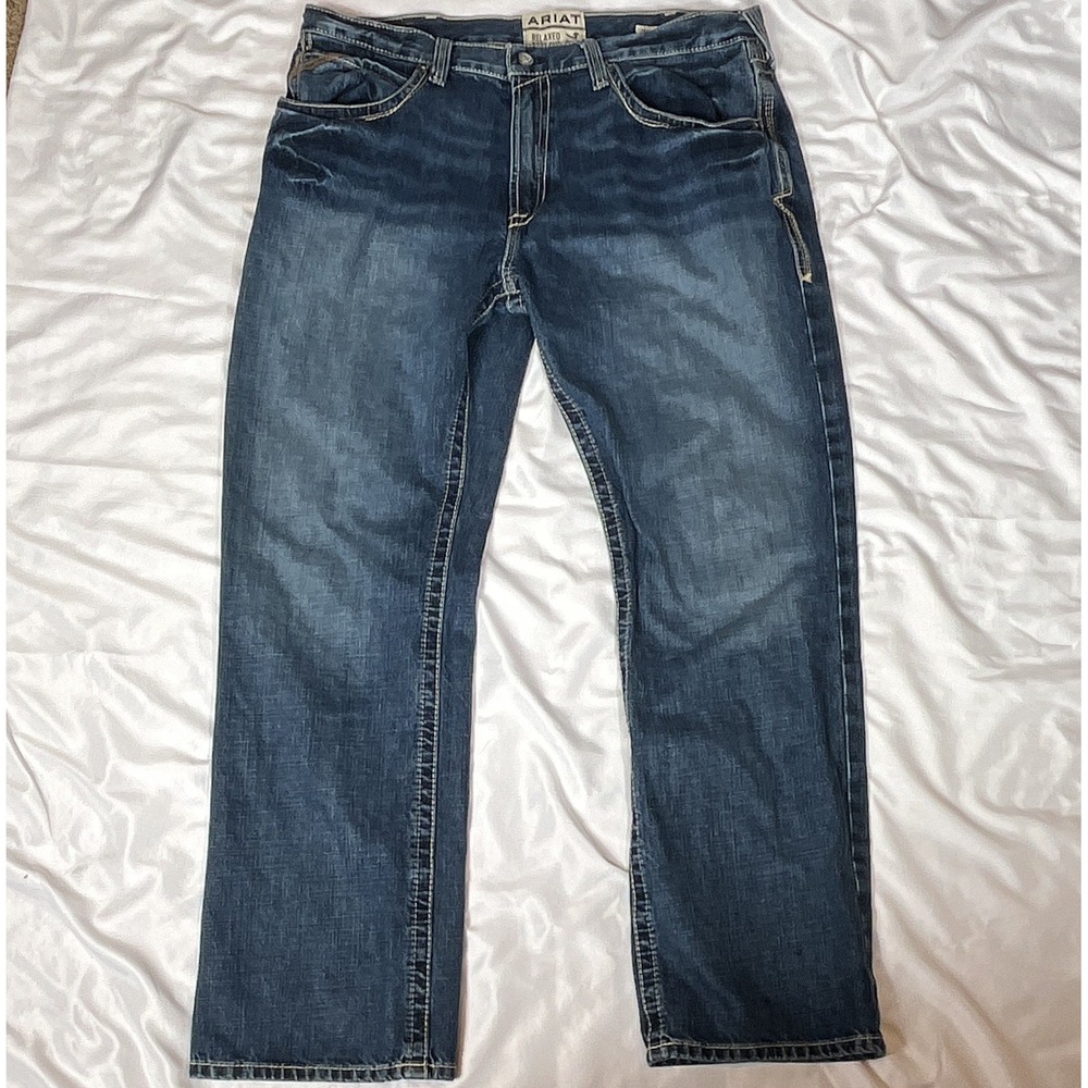 Ariat Men's M4 Relaxed Fit Bootcut Blue Denim Jeans Medium Wash Size 38/32